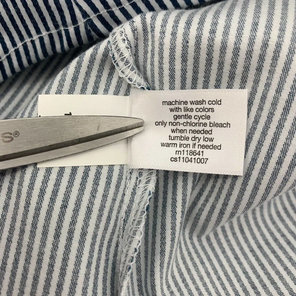 Lane Bryant Outlet Shirt Size 22 Striped Long Sleeve Button Up Collared Stretch - Picture 8 of 8